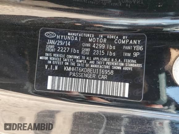 2014 Hyundai Genesis Coupe R-Spec z VIN KMHHT6KD8EU116958, wystawiony jako Copart lot #54617405 z przebiegiem 118 024 mil mil oraz Czysty tytuł • Clean title. Historia ofert i sprzedaży dostępna na DreamBid. Obrazek 12.