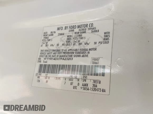 ✅ 2007 Ford Ranger XL • VIN: 1FTYR14DX7PA23203 • Лот: 42500747. Опубликован ранее на IAAI с пробегом 227 312 миль. Бесплатный доступ к архиву аукционных продаж из США и подробный отчёт об истории автомобиля на DreamBid. Изображение 9.