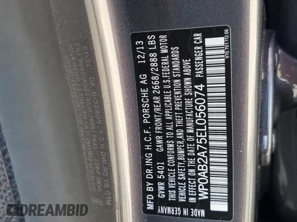 ✅ 2014 Porsche Panamera S • VIN: WP0AB2A75EL056074 • Lot: 56334745. Wystawiony na Copart z przebiegiem 72 923 mil. Bezpłatny archiwum sprzedaży aukcyjnych z USA i szczegółowy raport historii pojazdu na DreamBid. Zdjęcie 12.