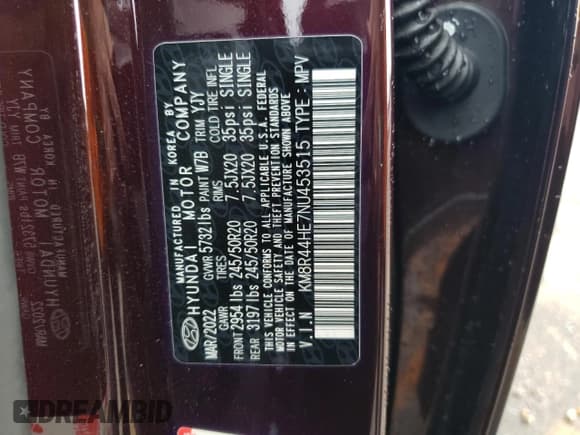 ✅ 2022 Hyundai Palisade SEL • VIN: KM8R44HE7NU453515 • Лот: 85091794. Опубликован ранее на Copart с пробегом 59 765 миль. Бесплатный доступ к архиву аукционных продаж из США и подробный отчёт об истории автомобиля на DreamBid. Изображение 14.