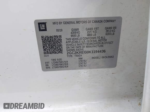 ✅ 2019 Chevrolet Silverado 2500HD Work Truck • VIN: 2GC2KREG0K1194436 • Лот: 43074666. Опубликован ранее на IAAI с пробегом 55 347 миль. Бесплатный доступ к архиву аукционных продаж из США и подробный отчёт об истории автомобиля на DreamBid. Изображение 9.