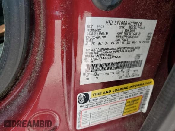 ✅ 2014 Ford Expedition Max Limited • VIN: 1FMJK2A54EEF27498 • Лот: 54778045. Опубликован ранее на Copart с пробегом Не указан. Бесплатный доступ к архиву аукционных продаж из США и подробный отчёт об истории автомобиля на DreamBid. Изображение 13.