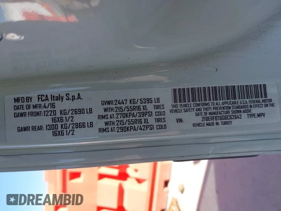 ✅ 2016 Ram ProMaster City Cargo Tradesman SLT • VIN: ZFBERFBT6G6C62642 • Lot: 43689694. Listed on IAAI with 192,164 mi. Free auction sales archive from the USA and detailed vehicle history report at DreamBid. Image 9.