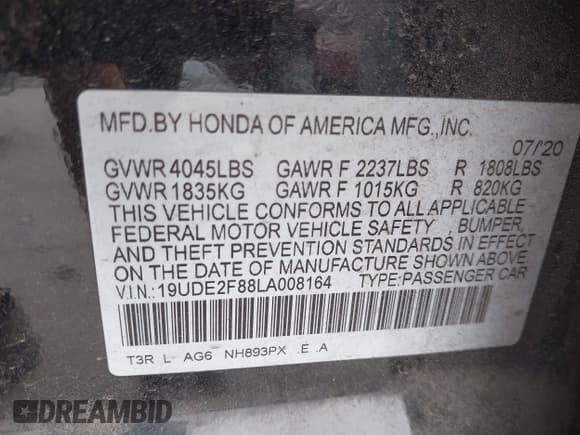 ✅ 2020 Acura ILX Premium • VIN: 19UDE2F88LA008164 • Лот: 42068410. Опубликован ранее на IAAI с пробегом 82 936 миль. Бесплатный доступ к архиву аукционных продаж из США и подробный отчёт об истории автомобиля на DreamBid. Изображение 9.