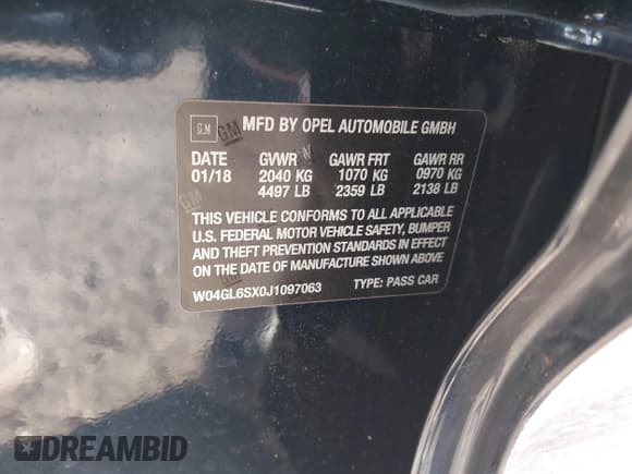 ✅ 2018 Buick Regal Preferred • VIN: W04GL6SX0J1097063 • Лот: 43477682. Опубликован ранее на IAAI с пробегом Не указан. Бесплатный доступ к архиву аукционных продаж из США и подробный отчёт об истории автомобиля на DreamBid. Изображение 9.