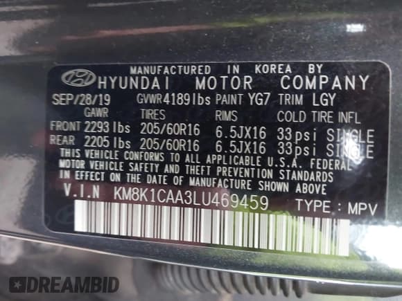 ✅ 2020 Hyundai Kona SE • VIN: KM8K1CAA3LU469459 • Лот: 43539646. Опубликован ранее на IAAI с пробегом 58 675 миль. Бесплатный доступ к архиву аукционных продаж из США и подробный отчёт об истории автомобиля на DreamBid. Изображение 9.