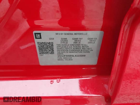 2020 Chevrolet Sonic Premier с VIN 1G1JF6SB5L4110309, выставлен на аукционе IAAI как лот 42639348 с пробегом 27 896 миль миль и . История ставок и продаж доступна на DreamBid. Изображение 9.