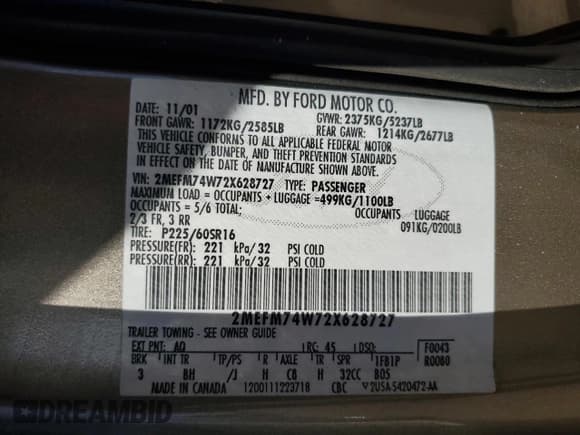 ✅ 2002 Mercury Grand Marquis GS • VIN: 2MEFM74W72X628727 • Лот: 85876915. Опубликован ранее на Copart с пробегом 211 633 миль. Бесплатный доступ к архиву аукционных продаж из США и подробный отчёт об истории автомобиля на DreamBid. Изображение 12.