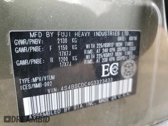 ✅ 2016 Subaru Outback • VIN: 4S4BSCDC4G3323433 • Lot: 82080915. Wystawiony na Copart z przebiegiem 138 538 mil. Bezpłatny archiwum sprzedaży aukcyjnych z USA i szczegółowy raport historii pojazdu na DreamBid. Zdjęcie 13.