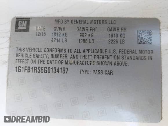 2016 Chevrolet Camaro 1LT с VIN 1G1FB1RS6G0134187, выставлен на аукционе IAAI как лот 43276222 с пробегом 89 556 миль миль и . История ставок и продаж доступна на DreamBid. Изображение 9.