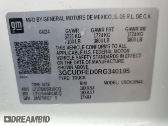 ✅ 2024 Chevrolet Silverado 1500 LT Trail Boss • VIN: 3GCUDFED0RG340195 • Lot: 57329115. Wystawiony na Copart z przebiegiem 6 440 mil. Bezpłatny archiwum sprzedaży aukcyjnych z USA i szczegółowy raport historii pojazdu na DreamBid. Zdjęcie 13.