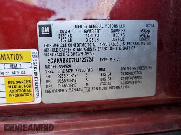 ✅ 2017 Buick Enclave Leather • VIN: 5GAKVBKD7HJ122724 • Lot: 90875775. Listed on Copart with 177,381 mi. Free auction sales archive from the USA and detailed vehicle history report at DreamBid. Image 13.