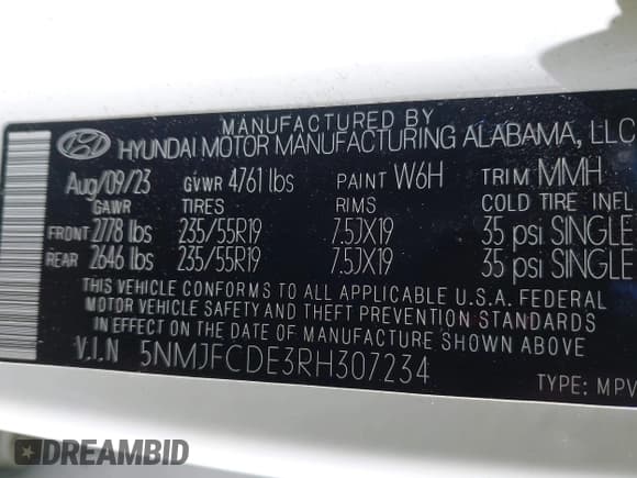 ✅ 2024 Hyundai Tucson SEL • VIN: 5NMJFCDE3RH307234 • Lot: 43334369. Listed on IAAI with 22,729 mi. Free auction sales archive from the USA and detailed vehicle history report at DreamBid. Image 9.