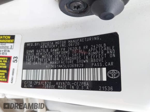 ✅ 2020 Toyota Camry XSE • VIN: 4T1K61AK5LU369829 • Lot: 43644897. Wystawiony na IAAI z przebiegiem 128 091 mil. Bezpłatny archiwum sprzedaży aukcyjnych z USA i szczegółowy raport historii pojazdu na DreamBid. Zdjęcie 9.