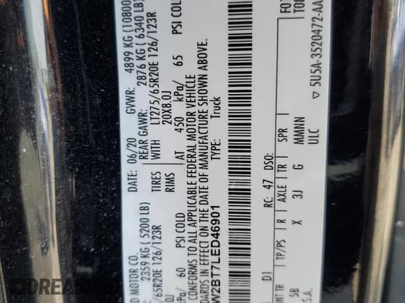 ✅ 2020 Ford F-250 XL • VIN: 1FT8W2BT7LED46901 • Лот: 69264105. Опубликован ранее на Copart с пробегом 232 642 миль. Бесплатный доступ к архиву аукционных продаж из США и подробный отчёт об истории автомобиля на DreamBid. Изображение 13.