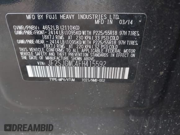 ✅ 2015 Subaru Forester XT Touring • VIN: JF2SJGWC4FH415592 • Лот: 43781152. Опубликован ранее на IAAI с пробегом 178 314 миль. Бесплатный доступ к архиву аукционных продаж из США и подробный отчёт об истории автомобиля на DreamBid. Изображение 9.