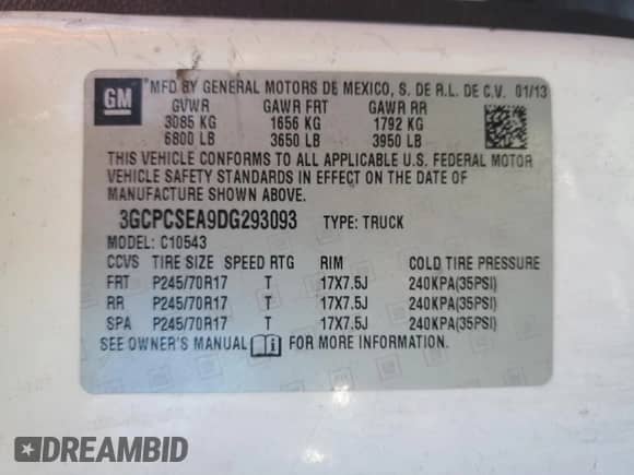 2013 Chevrolet Silverado 1500 LT with VIN 3GCPCSEA9DG293093, listed as a Copart auction lot 91052565 with 244,080 mi miles and Clean title. Bid and sale history available at DreamBid. Image 12.