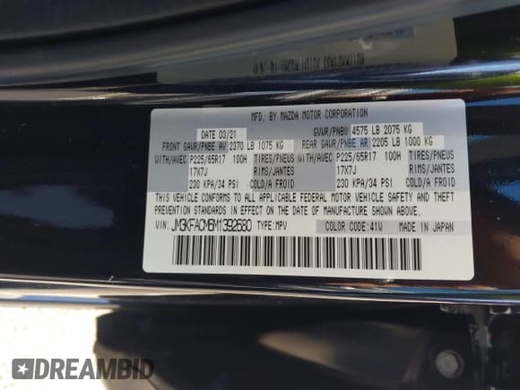 ✅ 2021 Mazda CX-5 Touring • VIN: JM3KFACM6M1392680 • Лот: 43334164. Опубликован ранее на IAAI с пробегом 10 567 миль. Бесплатный доступ к архиву аукционных продаж из США и подробный отчёт об истории автомобиля на DreamBid. Изображение 9.