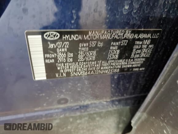 ✅ 2022 Hyundai Santa Fe XRT • VIN: 5NMS64AJ2NH423188 • Lot: 58119214. Wystawiony na Copart z przebiegiem 39 161 mil. Bezpłatny archiwum sprzedaży aukcyjnych z USA i szczegółowy raport historii pojazdu na DreamBid. Zdjęcie 15.