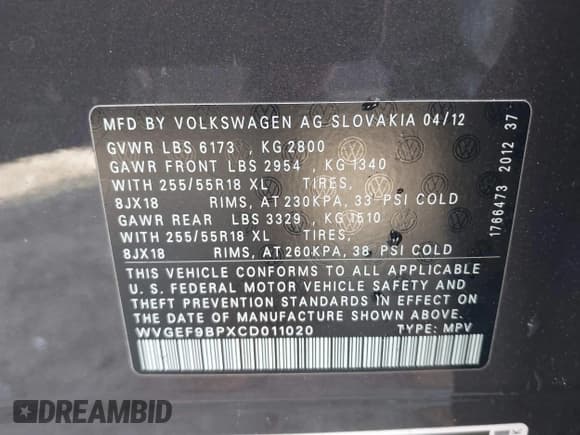 ✅ 2012 Volkswagen Touareg Sport • VIN: WVGEF9BPXCD011020 • Lot: 42000763. Wystawiony na IAAI z przebiegiem 143 470 mil. Bezpłatny archiwum sprzedaży aukcyjnych z USA i szczegółowy raport historii pojazdu na DreamBid. Zdjęcie 9.