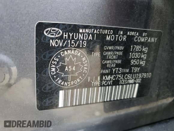 2020 Hyundai Ioniq SE с VIN KMHC75LC6LU197910, выставлен на аукционе Copart как лот 77349304 с пробегом 97 198 миль миль и Списание • Salvage title. История ставок и продаж доступна на DreamBid. Изображение 12.