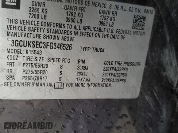 ✅ 2015 Chevrolet Silverado 1500 LTZ • VIN: 3GCUKSEC3FG346526 • Lot: 54496045. Wystawiony na Copart z przebiegiem 173 821 mil. Bezpłatny archiwum sprzedaży aukcyjnych z USA i szczegółowy raport historii pojazdu na DreamBid. Zdjęcie 12.