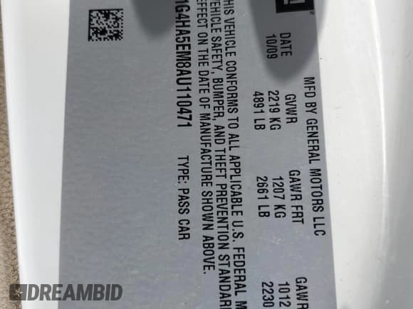 ✅ 2010 Buick Lucerne CX • VIN: 1G4HA5EM8AU110471 • Лот: 52114155. Опубликован ранее на Copart с пробегом 135 289 миль. Бесплатный доступ к архиву аукционных продаж из США и подробный отчёт об истории автомобиля на DreamBid. Изображение 12.