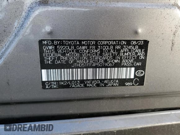 ✅ 2023 Lexus LS 500 • VIN: JTHD51FF4P5019067 • Лот: 79109554. Опубликован ранее на Copart с пробегом Не указан. Бесплатный доступ к архиву аукционных продаж из США и подробный отчёт об истории автомобиля на DreamBid. Изображение 12.