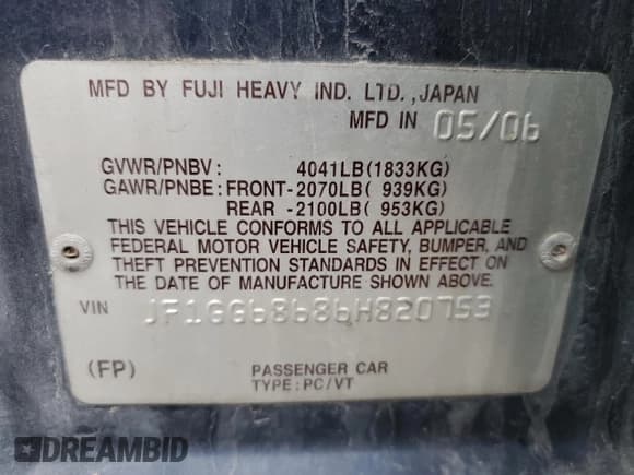 ✅ 2006 Subaru Impreza Outback Special Sports • VIN: JF1GG68686H820753 • Lot: 43573895. Wystawiony na Copart z przebiegiem 102 158 mil. Bezpłatny archiwum sprzedaży aukcyjnych z USA i szczegółowy raport historii pojazdu na DreamBid. Zdjęcie 13.