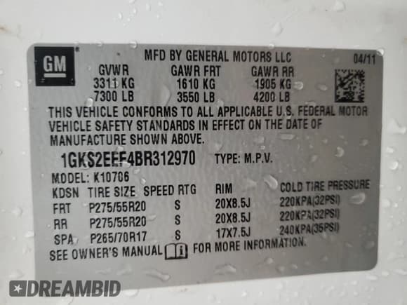 ✅ 2011 GMC Yukon Denali • VIN: 1GKS2EEF4BR312970 • Lot: 71128155. Listed on Copart with 146,067 mi. Free auction sales archive from the USA and detailed vehicle history report at DreamBid. Image 13.