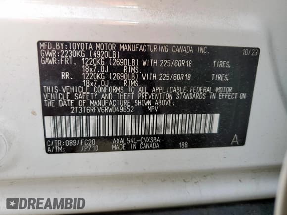 ✅ 2024 Toyota RAV4 Hybrid SE • VIN: 2T3T6RFV6RW049652 • Lot: 66945735. Wystawiony na Copart z przebiegiem 24 621 mil. Bezpłatny archiwum sprzedaży aukcyjnych z USA i szczegółowy raport historii pojazdu na DreamBid. Zdjęcie 14.