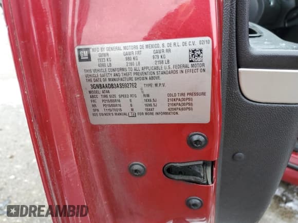 ✅ 2010 Chevrolet HHR LS • VIN: 3GNBAADB3AS592762 • Lot: 45684105. Listed on Copart with 83,328 mi. Free auction sales archive from the USA and detailed vehicle history report at DreamBid. Image 12.