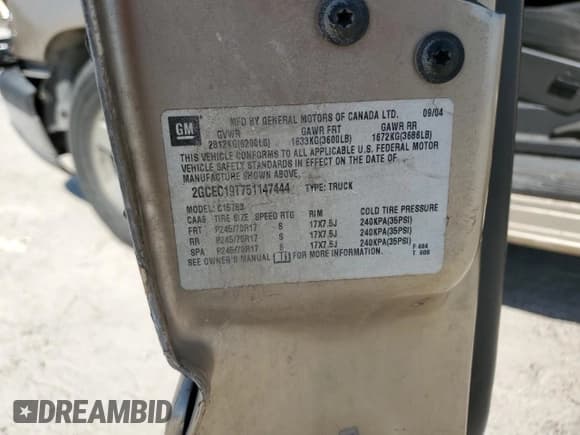 ✅ 2005 Chevrolet Silverado 1500 LS • VIN: 2GCEC19T751147444 • Лот: 75686094. Опубликован ранее на Copart с пробегом 241 630 миль. Бесплатный доступ к архиву аукционных продаж из США и подробный отчёт об истории автомобиля на DreamBid. Изображение 14.