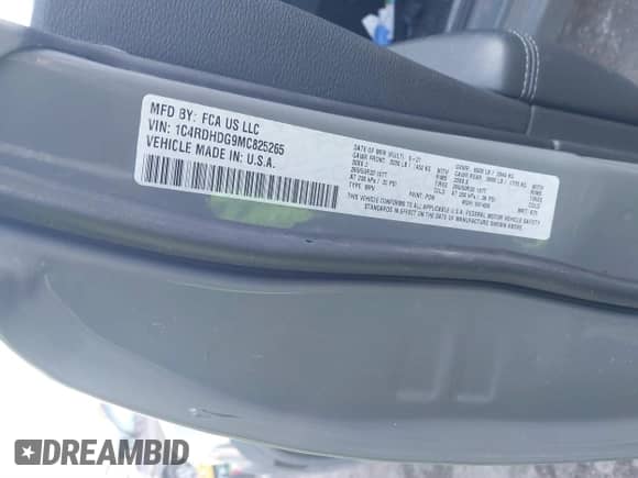 2021 Dodge Durango GT with VIN 1C4RDHDG9MC825265, listed as a IAAI auction lot 41364795 with 33,082 mi miles and . Bid and sale history available at DreamBid. Image 9.