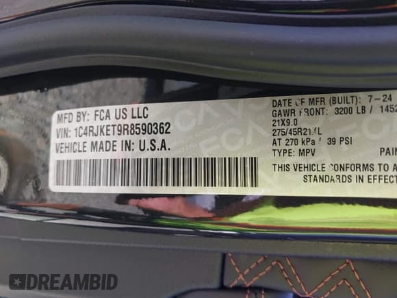 ✅ 2024 Jeep Grand Cherokee Summit • VIN: 1C4RJKET9R8590362 • Lot: 42815763. Listed on IAAI with 3,828 mi. Free auction sales archive from the USA and detailed vehicle history report at DreamBid. Image 9.