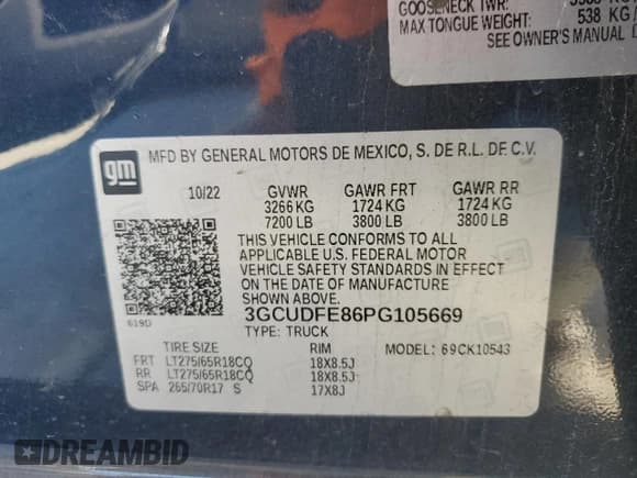 ✅ 2023 Chevrolet Silverado 1500 LT Trail Boss • VIN: 3GCUDFE86PG105669 • Lot: 86084714. Wystawiony na Copart z przebiegiem 59 361 mil. Bezpłatny archiwum sprzedaży aukcyjnych z USA i szczegółowy raport historii pojazdu na DreamBid. Zdjęcie 12.