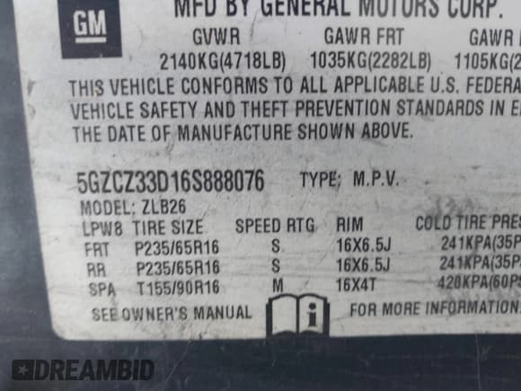 ✅ 2006 Saturn VUE • VIN: 5GZCZ33D16S888076 • Lot: 41715416. Wystawiony na IAAI z przebiegiem 103 807 mil. Bezpłatny archiwum sprzedaży aukcyjnych z USA i szczegółowy raport historii pojazdu na DreamBid. Zdjęcie 9.