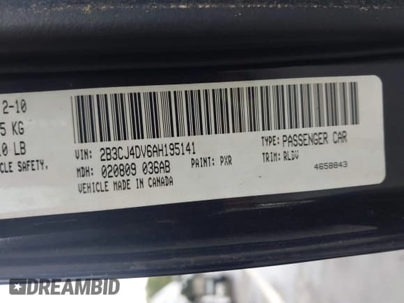 ✅ 2010 Dodge Challenger SE • VIN: 2B3CJ4DV6AH195141 • Лот: 43351591. Опубликован ранее на IAAI с пробегом 164 248 миль. Бесплатный доступ к архиву аукционных продаж из США и подробный отчёт об истории автомобиля на DreamBid. Изображение 9.