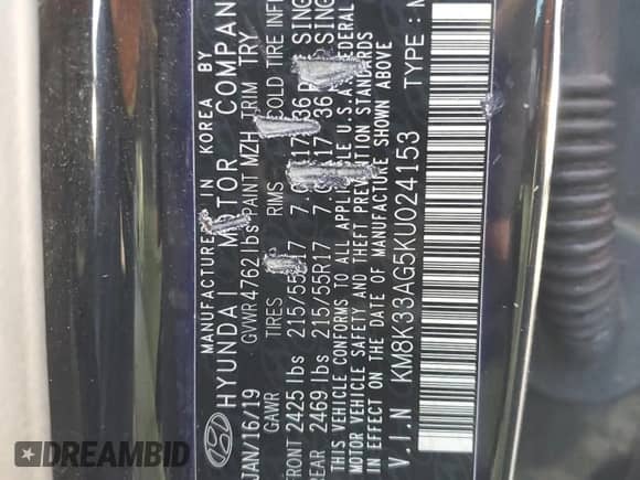 2019 Hyundai Kona Limited z VIN KM8K33AG5KU024153, wystawiony jako Copart lot #45091033 z przebiegiem 85 218 mil mil oraz . Historia ofert i sprzedaży dostępna na DreamBid. Obrazek 12.