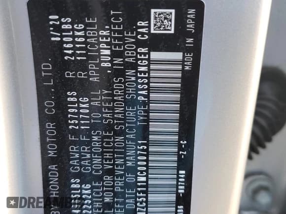 ✅ 2021 Honda Clarity • VIN: JHMZC5F11MC000751 • Lot: 87295114. Wystawiony na Copart z przebiegiem 27 792 mil. Bezpłatny archiwum sprzedaży aukcyjnych z USA i szczegółowy raport historii pojazdu na DreamBid. Zdjęcie 12.