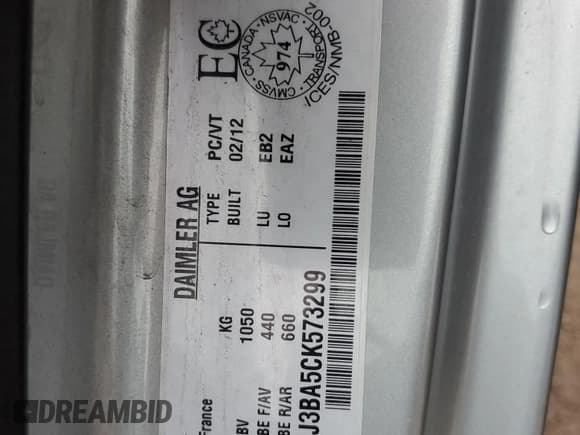 ✅ 2012 Smart fortwo Pure • VIN: WMEEJ3BA5CK573299 • Lot: 86857175. Listed on Copart with 71,721 mi. Free auction sales archive from the USA and detailed vehicle history report at DreamBid. Image 13.