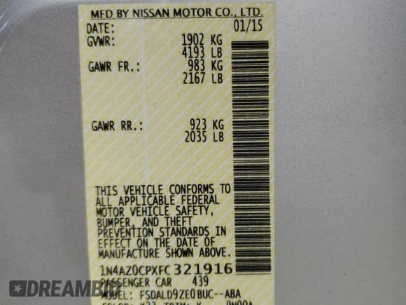 ✅ 2015 Nissan LEAF S • VIN: 1N4AZ0CPXFC321916 • Lot: 90265735. Listed on Copart with 60,660 mi. Free auction sales archive from the USA and detailed vehicle history report at DreamBid. Image 12.