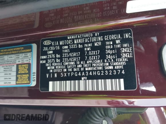 ✅ 2017 Kia Sorento L • VIN: 5XYPG4A34HG232374 • Lot: 43178947. Listed on IAAI with 85,147 mi. Free auction sales archive from the USA and detailed vehicle history report at DreamBid. Image 9.