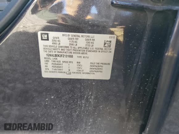 ✅ 2015 Chevrolet Equinox LT • VIN: 1GNALBEK2FZ131668 • Лот: 85948225. Опубликован ранее на Copart с пробегом 171 414 миль. Бесплатный доступ к архиву аукционных продаж из США и подробный отчёт об истории автомобиля на DreamBid. Изображение 13.