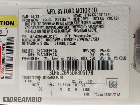 ✅ 2013 Lincoln MKZ • VIN: 3LN6L2G96DR805178 • Lot: 42915934. Wystawiony na IAAI z przebiegiem 158 757 mil. Bezpłatny archiwum sprzedaży aukcyjnych z USA i szczegółowy raport historii pojazdu na DreamBid. Zdjęcie 9.