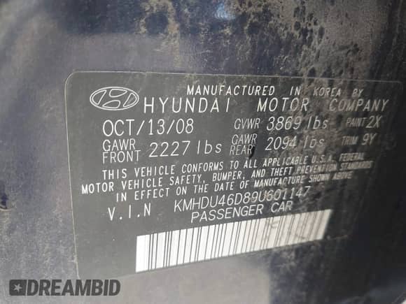 ✅ 2009 Hyundai Elantra SE • VIN: KMHDU46D89U601147 • Lot: 42648952. Wystawiony na IAAI z przebiegiem 161 465 mil mil. Skorzystaj z bezpłatnego archiwum sprzedaży aukcyjnych z USA i zobacz szczegółowy raport historii pojazdu na DreamBid. Zdjęcie 9.