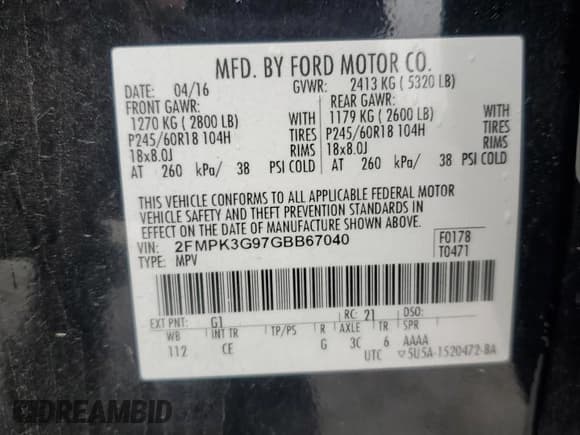 ✅ 2016 Ford Edge SE • VIN: 2FMPK3G97GBB67040 • Lot: 85403875. Wystawiony na Copart z przebiegiem 208 956 mil. Bezpłatny archiwum sprzedaży aukcyjnych z USA i szczegółowy raport historii pojazdu na DreamBid. Zdjęcie 13.