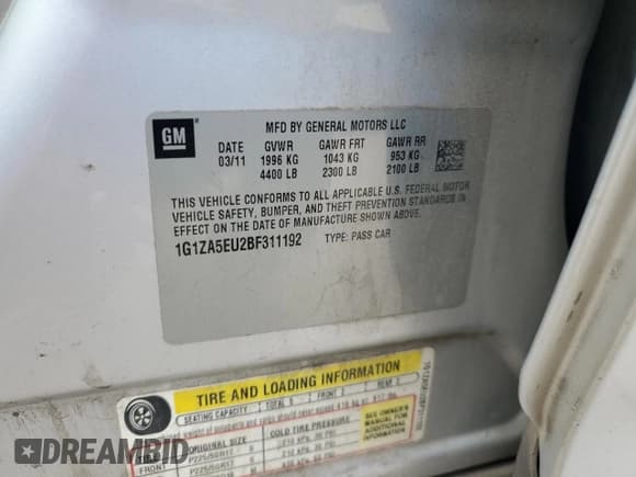 ✅ 2011 Chevrolet Malibu 1FL • VIN: 1G1ZA5EU2BF311192 • Lot: 68277304. Listed on Copart with 206,958 mi. Free auction sales archive from the USA and detailed vehicle history report at DreamBid. Image 14.