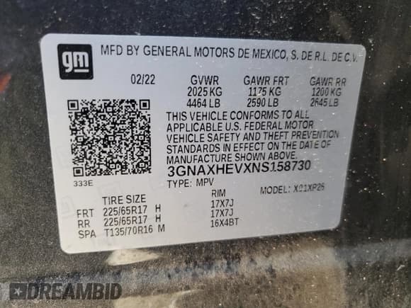 ✅ 2022 Chevrolet Equinox LS • VIN: 3GNAXHEVXNS158730 • Lot: 84274555. Listed on Copart with 28,546 mi. Free auction sales archive from the USA and detailed vehicle history report at DreamBid. Image 13.