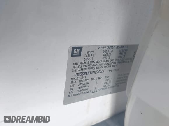 ✅ 2017 Chevrolet Colorado 2WD WT • VIN: 1GCGSBENXH1294070 • Lot: 42654436. Listed on IAAI with 93,237 mi. Free auction sales archive from the USA and detailed vehicle history report at DreamBid. Image 9.